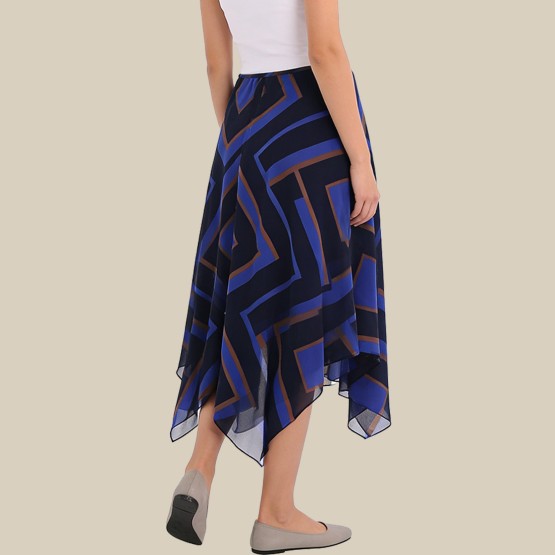 Printed asymmetrical high-waisted midi skirt