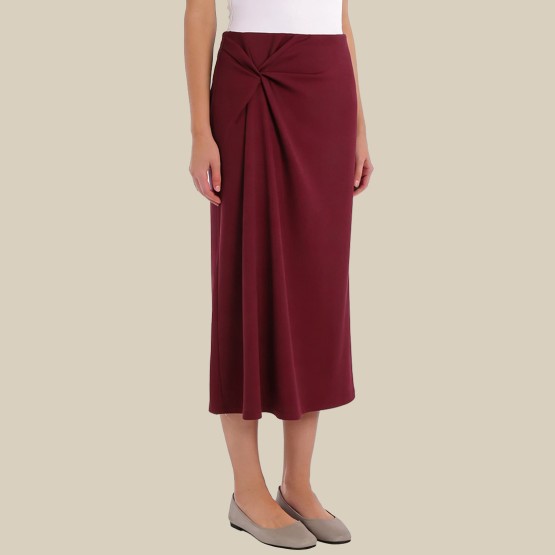 Simple and elegant twisted high-waisted midi skirt