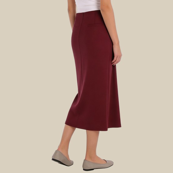 Simple and elegant twisted high-waisted midi skirt