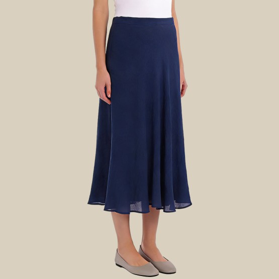 High-waisted A-line printed cape midi skirt