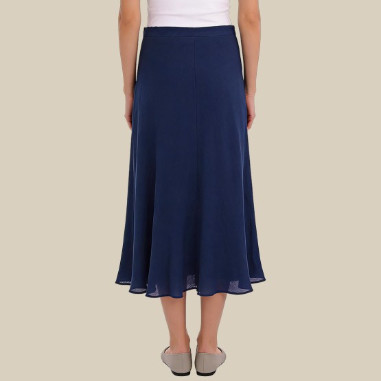 High-waisted A-line printed cape midi skirt