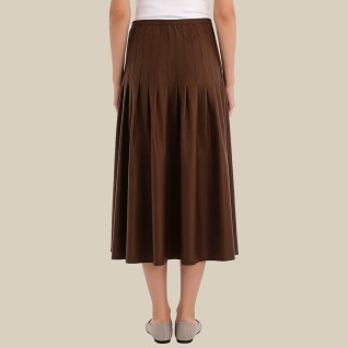 Fashionable printed high-waisted pleated midi skirt