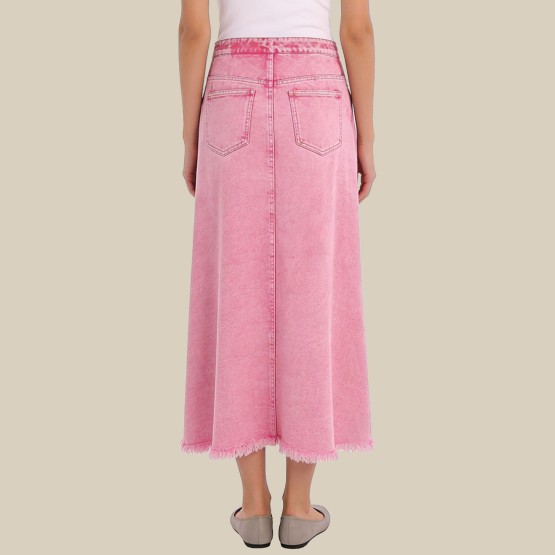 Solid color polka dot A-line midi skirt