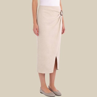 Casual high-waisted elegant A-line midi skirt
