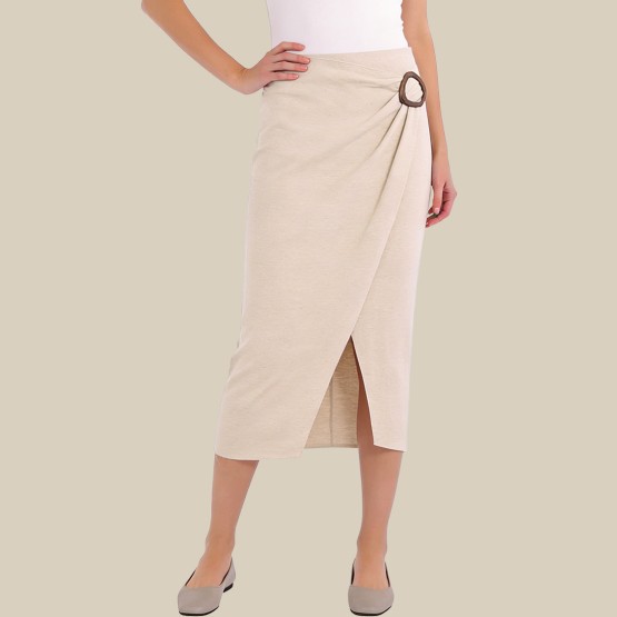 Casual high-waisted elegant A-line midi skirt