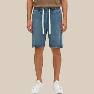 Retro Straight-Leg Washed Denim Shorts