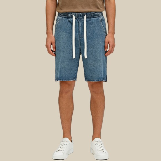 Retro Straight-Leg Washed Denim Shorts