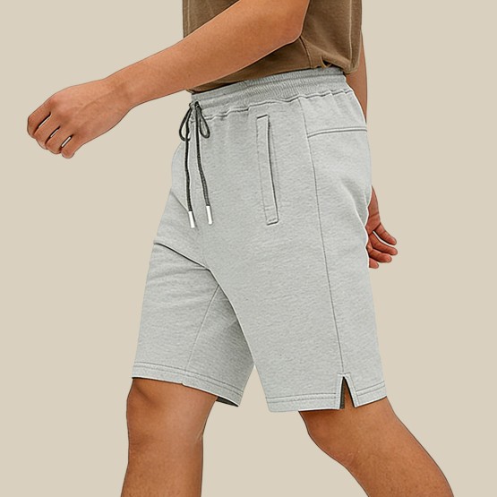 Men's Solid-Color Embossed Drawstring Shorts