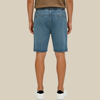 Retro Straight-Leg Washed Denim Shorts