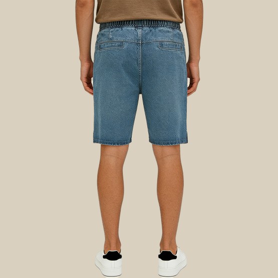 Retro Straight-Leg Washed Denim Shorts